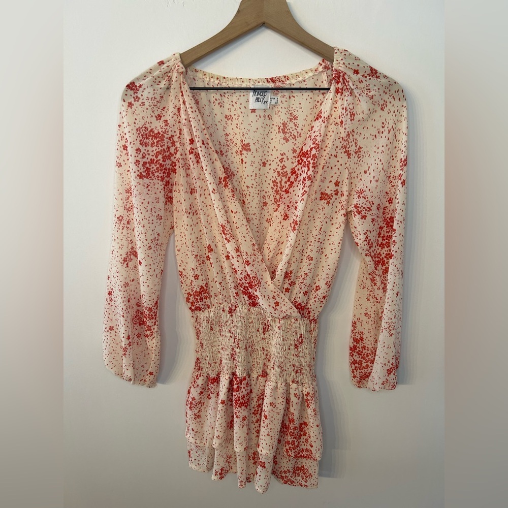 Princess Polly Cream and Red Floral Altona Mini Dress, Size 0 - Picture 4 of 11